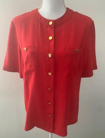 Blouse à manches courte rouge et dorée Les Impeccables de la Redoute Vintage T38 M