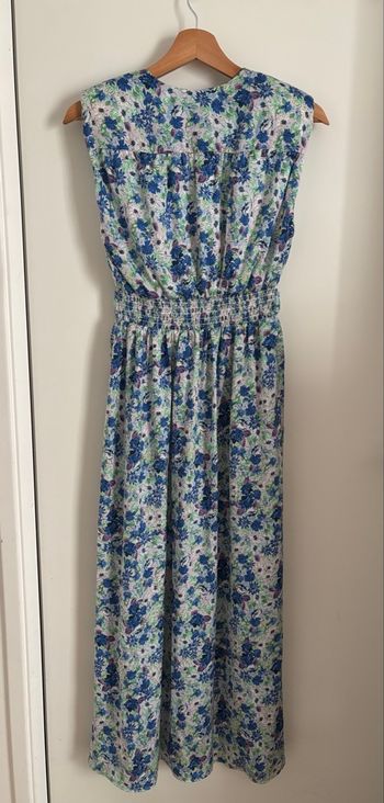 Robe longue fleurie avec épaulettes et poches S