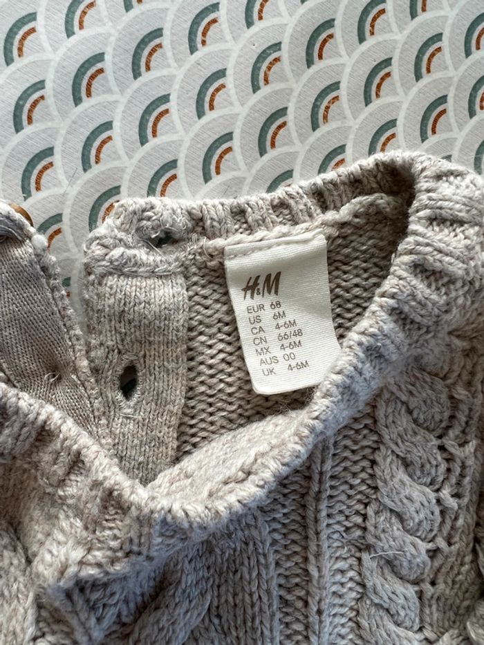 Pull tricot bébé H&M taille 68cm 6 mois - photo numéro 3