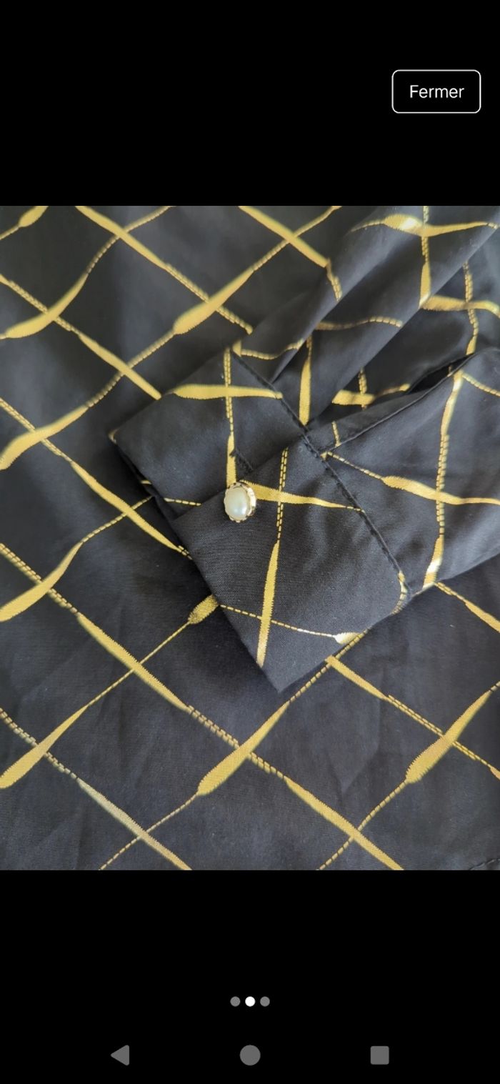 Chemisier blouse noir et doré neuf taille M - photo numéro 2