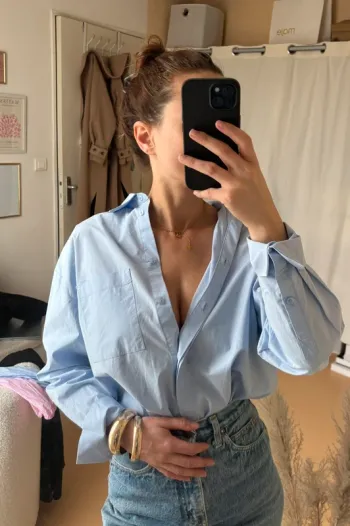 Chemise bleu ciel mango