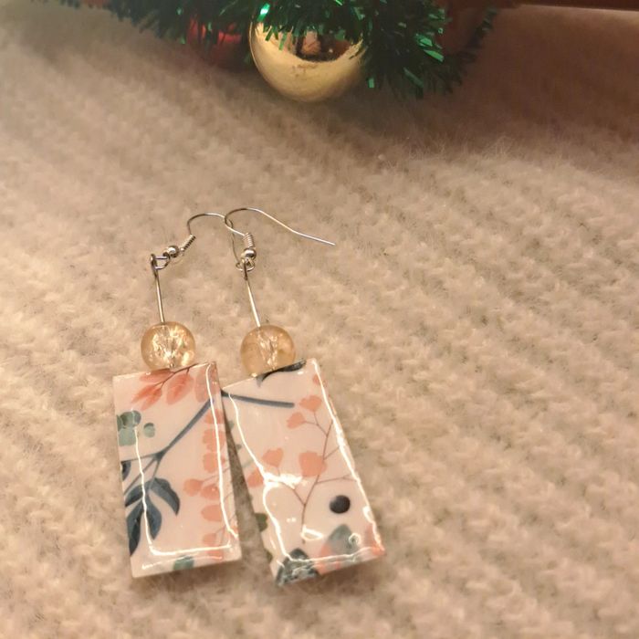 Boucles d'oreilles pendante rectangulaire légère multicolore - photo numéro 11