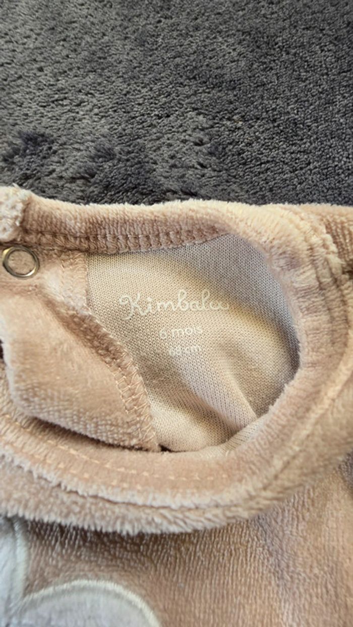Pyjama manches longues effet velours beige bébé - photo numéro 3