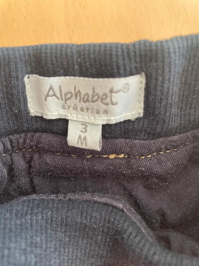Pantalon doublé Alphabet 3 mois - photo numéro 2