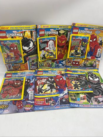 Lot de 6 livres D’activités Magazines Lego Marvel Spiderman Avec leurs figurines Neuf