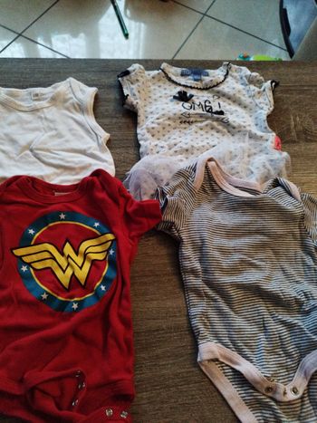 Lot de 4 bodies courtes manches taille 6 mois