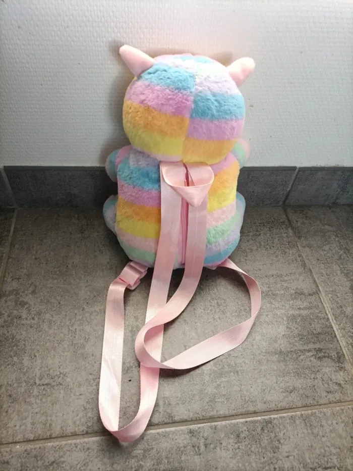 Sac à dos peluche lama Arc en ciel - photo numéro 2
