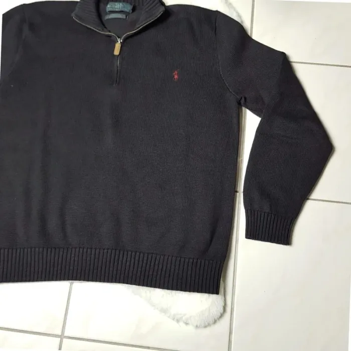 Pull Camionneur half demi zip Ralph Lauren XL Noir - photo numéro 8