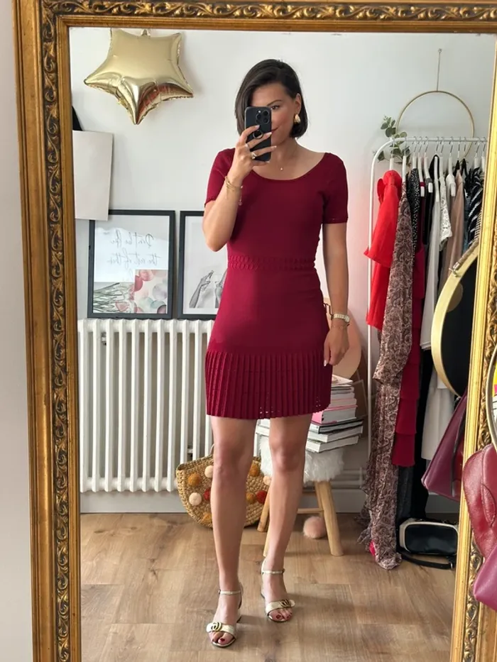 Robe Sandro rouge bordeaux taille 36 - photo numéro 3