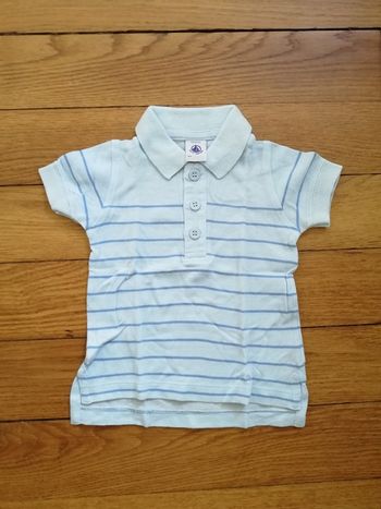 Polo Petit Bateau bleu rayé 6 mois