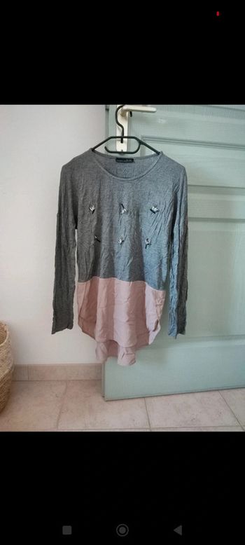 Blouse bi matière a bijou Zara
