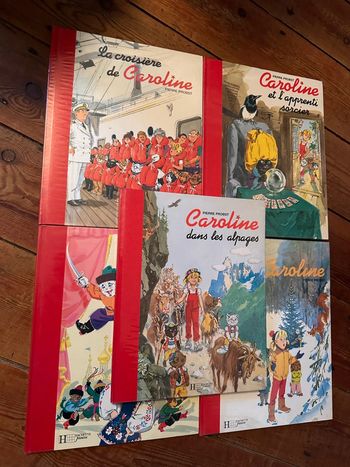 Lot rarissime 5 livres Caroline albums bd édition limitée collector reliure rouge dans les Alpages..