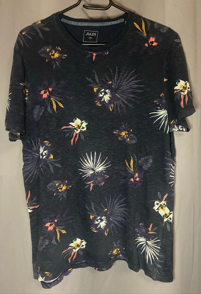 Tee-shirt »Jules »bleu marine et fleurs multicolores