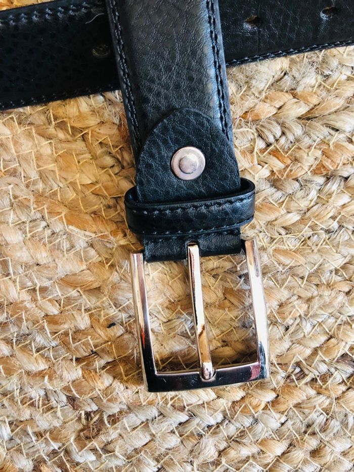 Ceinture homme cuir noir neuve black leather belt - photo numéro 6