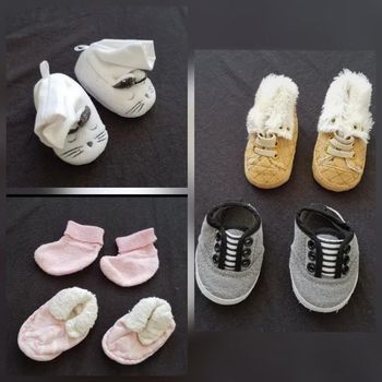 Lot x5 chaussons chaussures taille 0 naissance