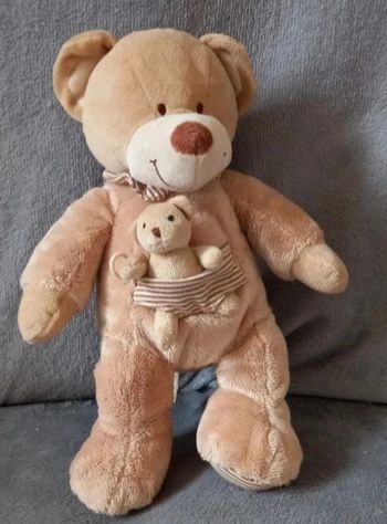 Doudou peluche ours et son petit Nicotoy