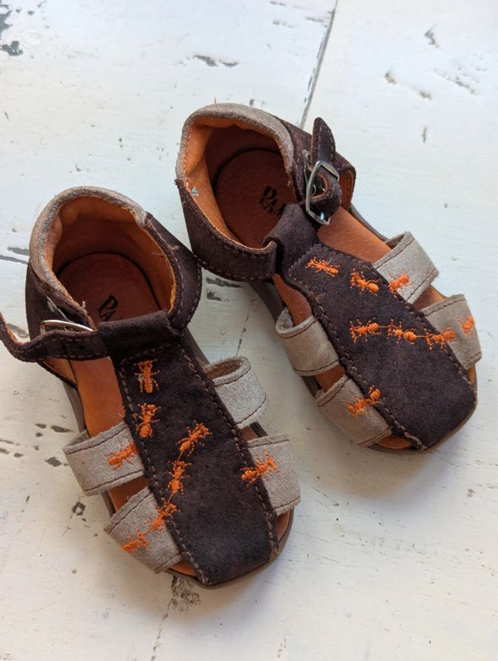 Sandales en cuir marron et beige PampaBlue – Taille 20 - photo numéro 2