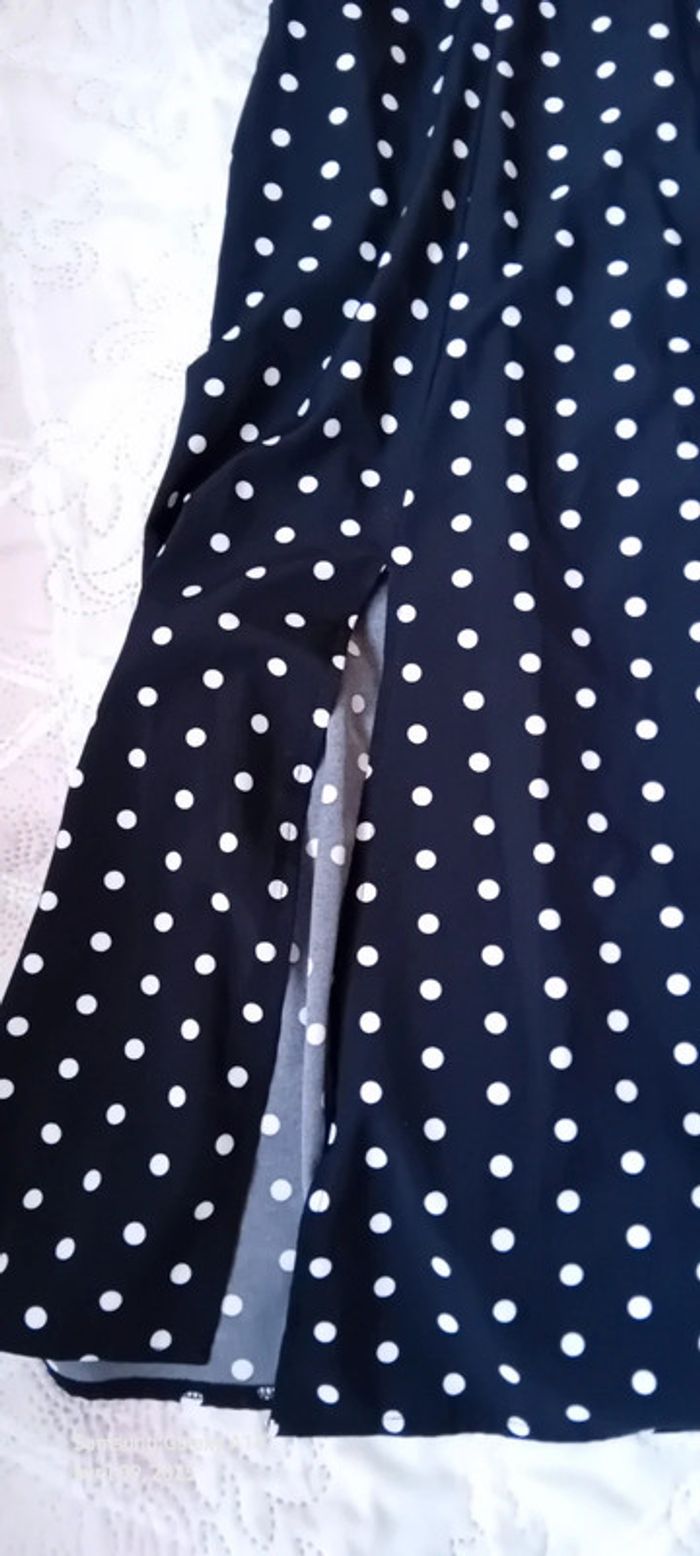Robe longue fluide fines bretelles à pois avec fente noir femme M shein - photo numéro 7