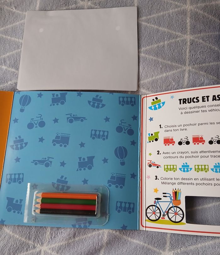 Neuf/activité 3ans+ "Livre à pochoirrs" inclus feuilles & crayons - photo numéro 6
