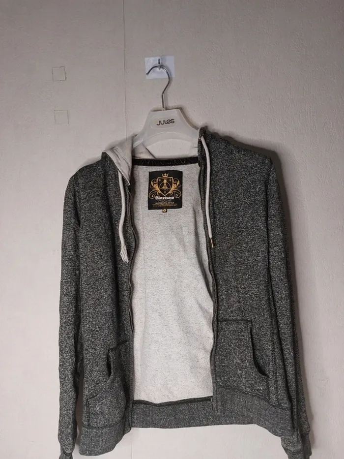 Veste a fermeture gris avec capuche " BiZZbee Authentique"