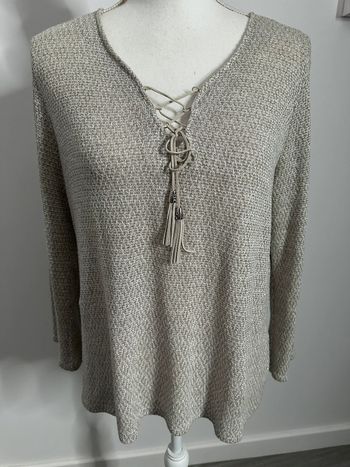 Pull beige crème et argenté Bréal T3 40 L