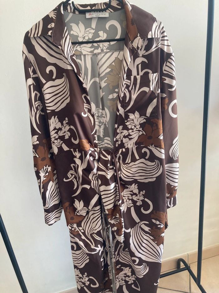 Robe longue portefeuille marron