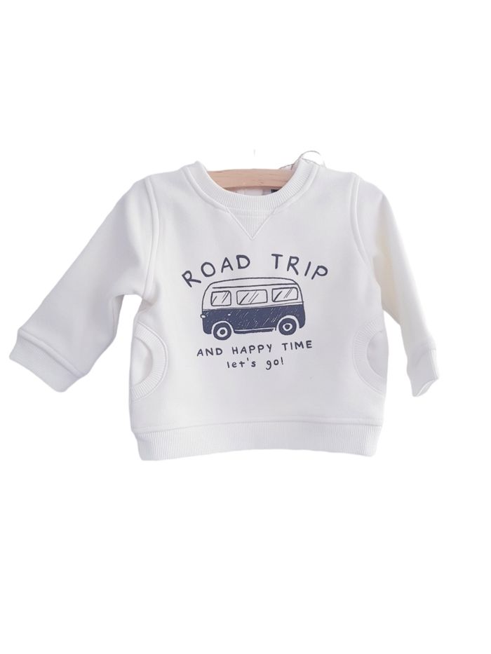 Kiabi - Sweat manches longues, col rond - "Road trip and happy time" - Neuf avec étiquette (9 mois)