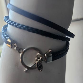 Bracelet AGT 925  mil, cuir bleu, marque  Annah cruz