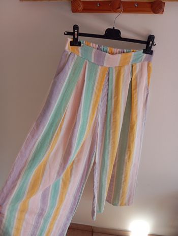 Pantalon à jambes large multicolore coton taille L XL 