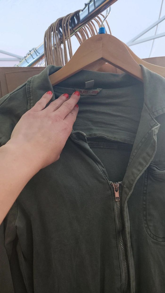 Superbe combi overall en coton kaki taille 38 - photo numéro 4