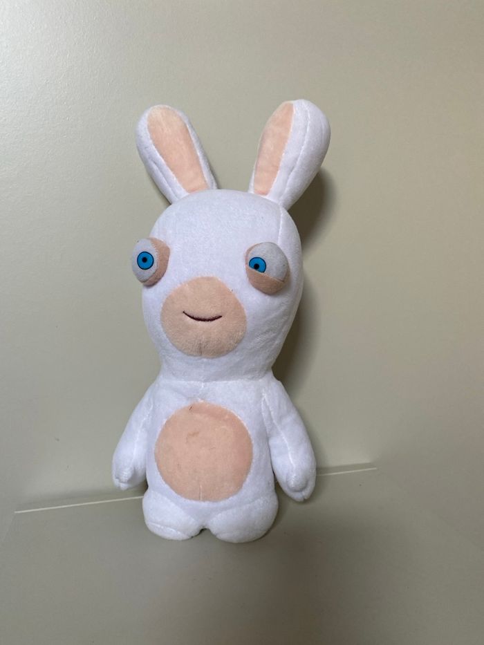 Lapin Crétin en peluche blanc qui parle