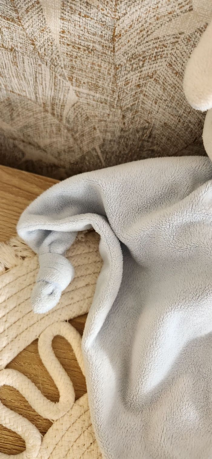 Doudou Lange Bébé Lapin bleu - photo numéro 2