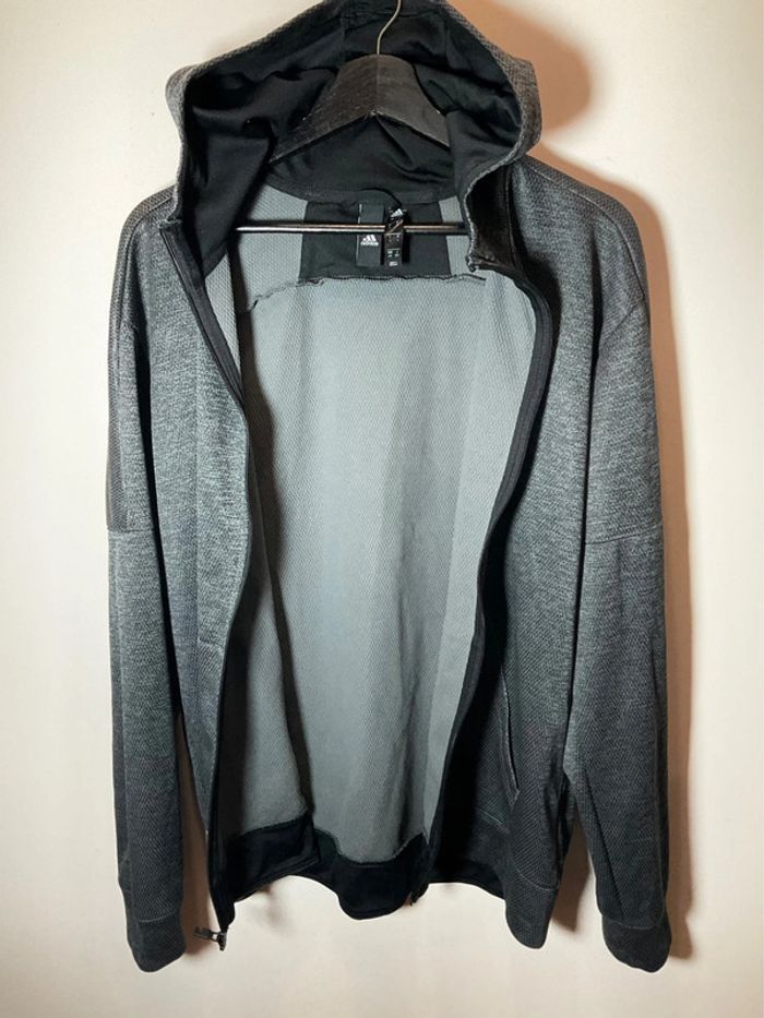 Sweat zippé à capuche pour homme Adidas gris foncé taille L 193 - photo numéro 2