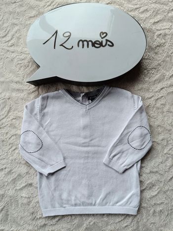 Pull col V Garçon 12 mois Kiabi 100% coton