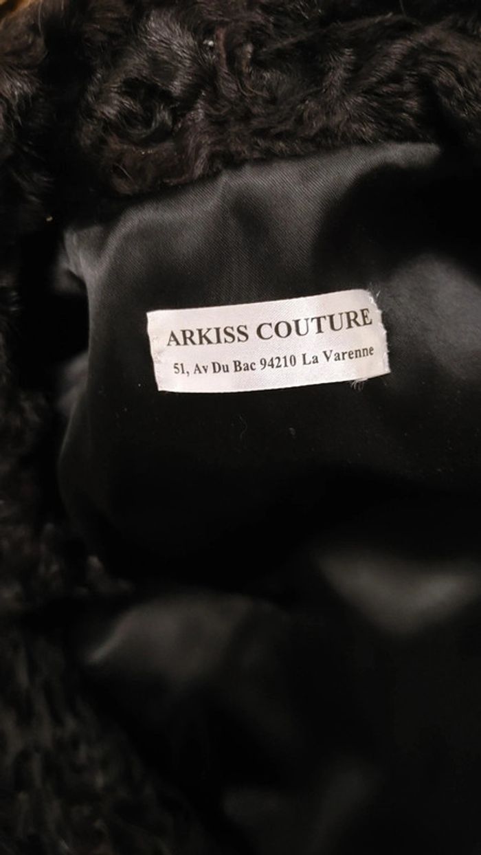 Très belle veste noir artisanale vintage en mouton retourné et cuir made in France épaulettes - photo numéro 9
