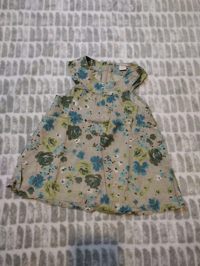 Blouse je me sens manche beige à fleurs bleu Orchestra 3 ans - photo numéro 1