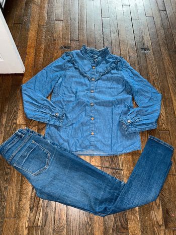 Chemise mango et jeans Monoprix  14 ans