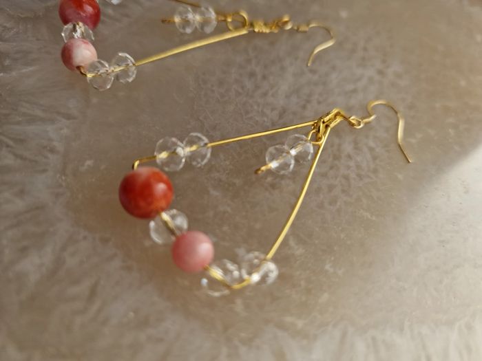 Boucles D'oreilles Cornaline Cristal Acier - photo numéro 13
