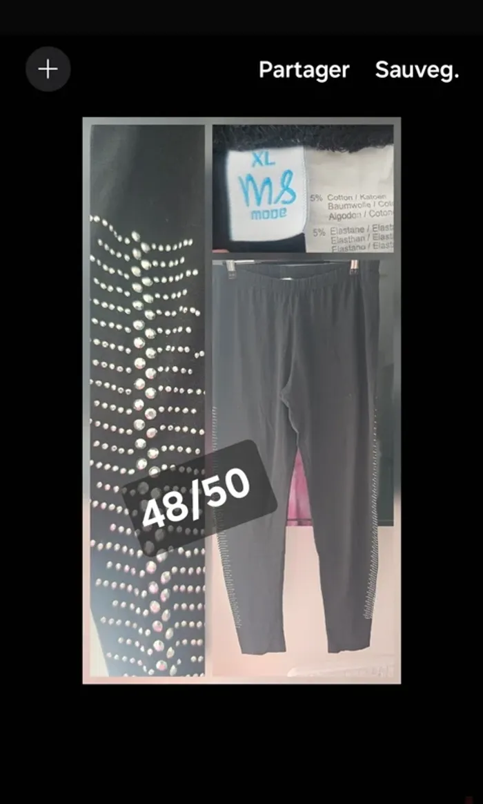 Legging noir avec strass Taille 48/50