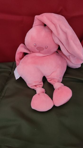 Nattou Lapidou peluche lapin rose corail 30 cm