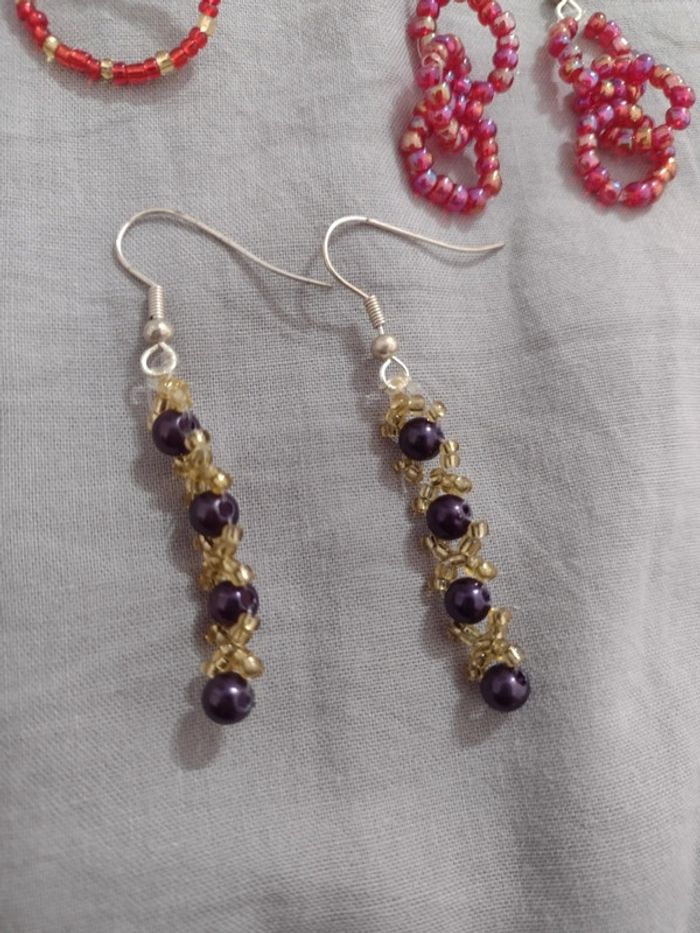 Lot de 3 paires de boucles d'oreilles fait main - photo numéro 2