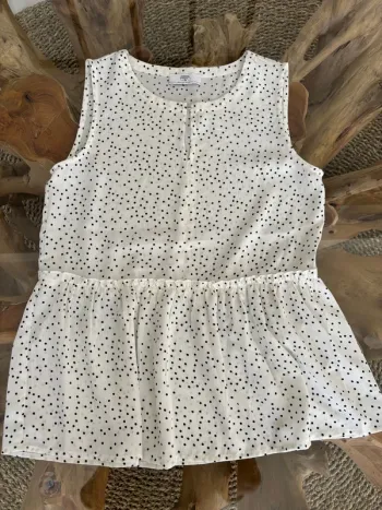 Top blouse Le temps des cerises blanc pois