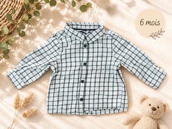Chemise verte à rayures TAO 6 mois