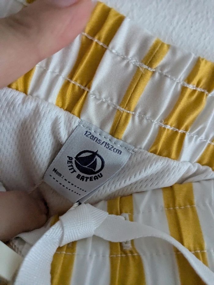 Short de bain rayé jaune et blanc 12 ans - photo numéro 4