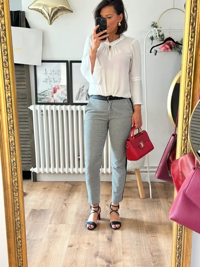 Pantalon ajusté Claudie Pierlot noir et blanc taille 36 - photo numéro 4