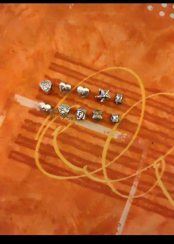 Lot de 10 perles argentées 5