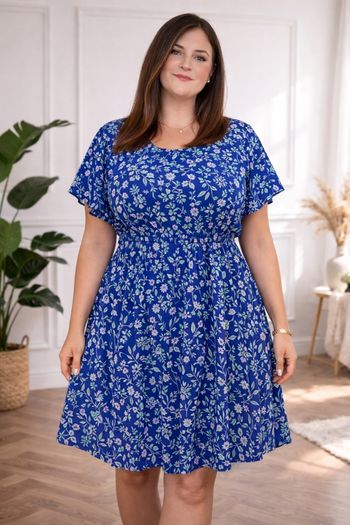 Robe champêtre herbier poétique bleu et multicolore Femme taille 54 marque Boohoo 💍 