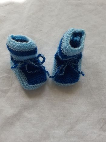 Chausson en laine naissance-fait main