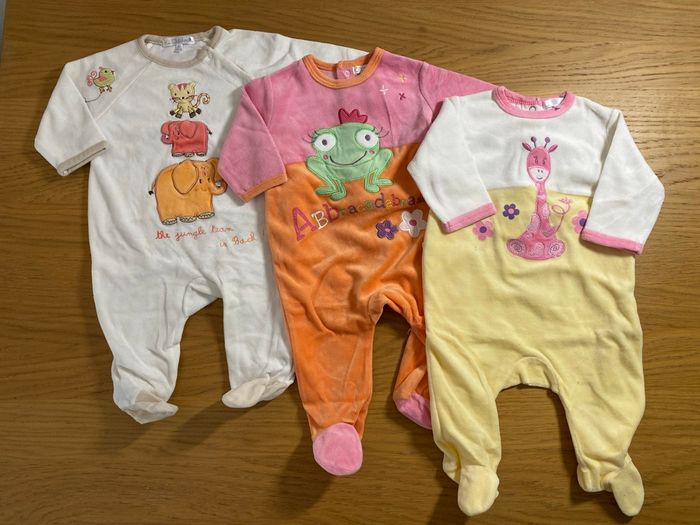 Kitchoun Lot de 3 Pyjamas Grenouillère Taille 6 mois - photo numéro 2