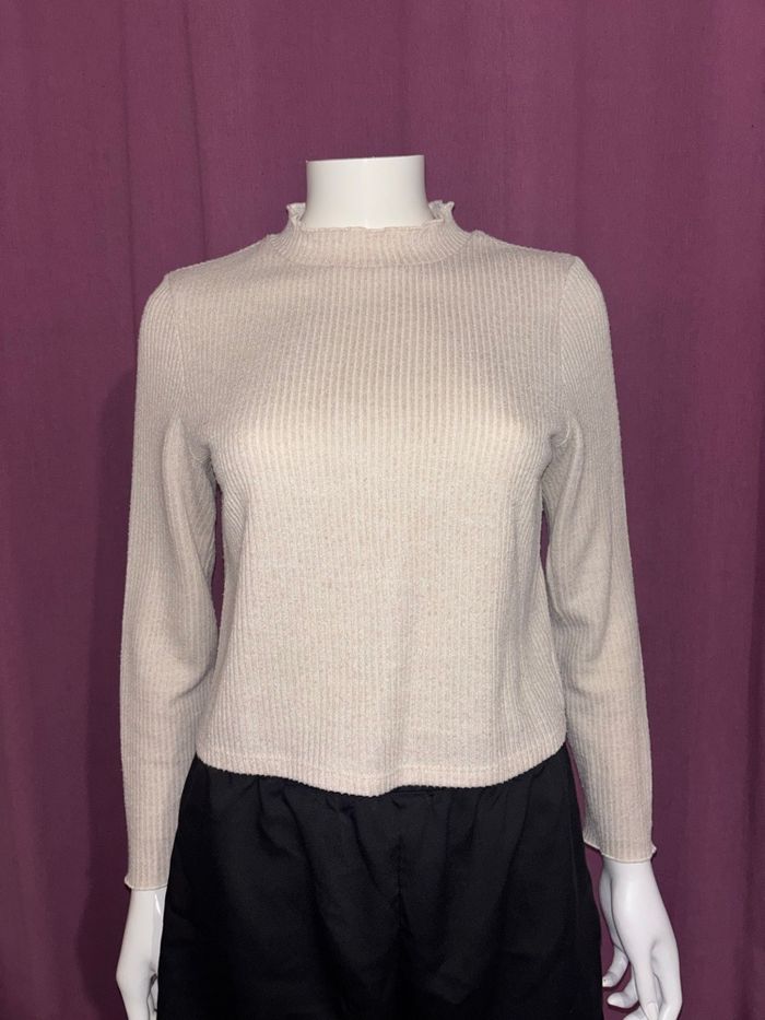 Pull beige effet côtelé, Kiabi, taille M / 38